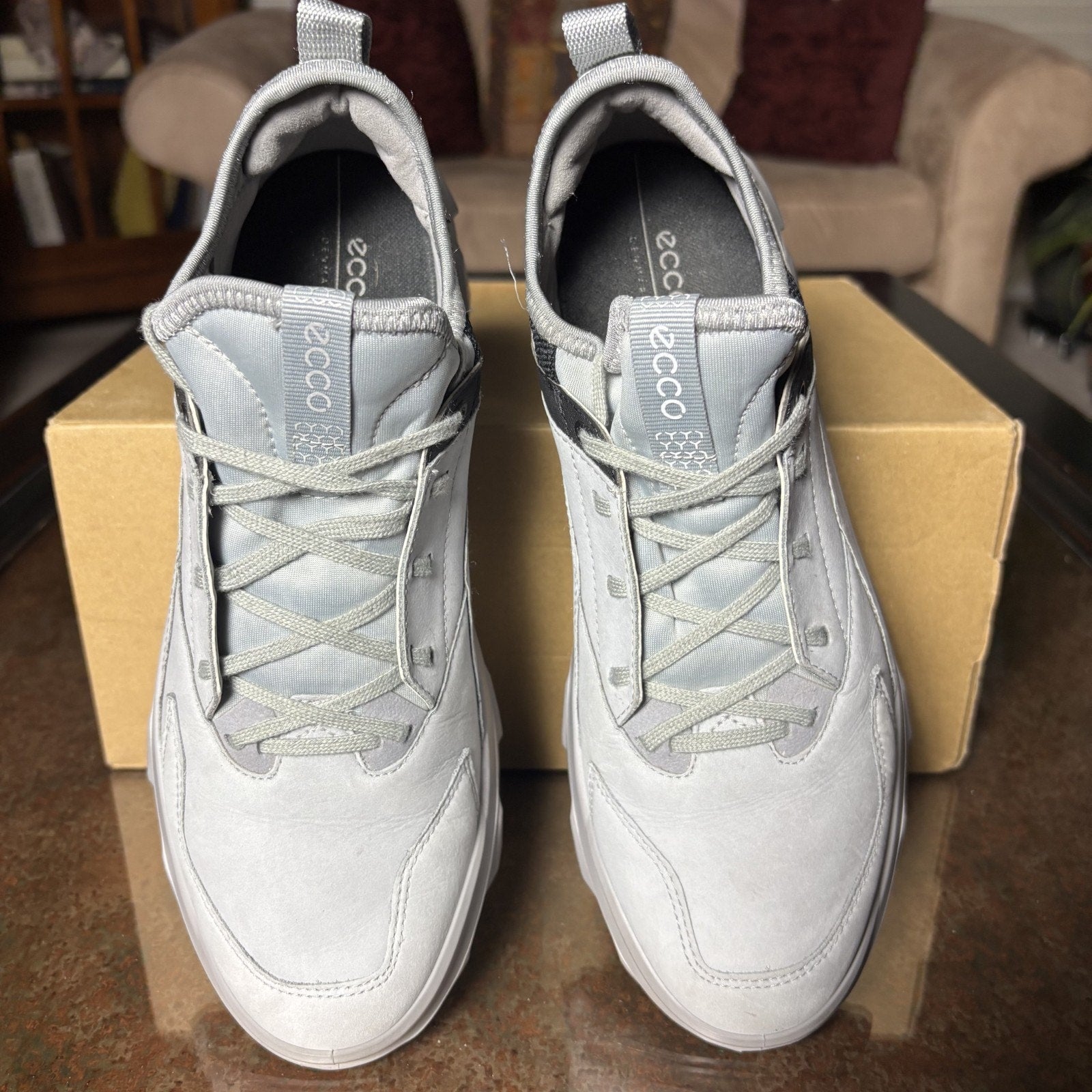 ECCO MX Low Women's Shoes EU 39 US 8 Grey Leather Trail Running Walking Sneakers