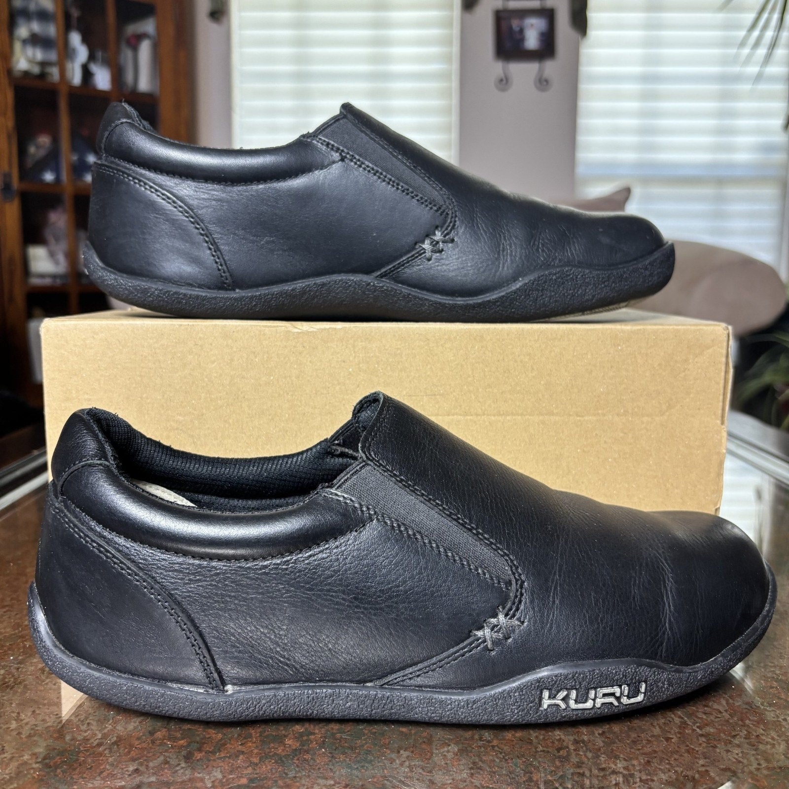 Kuru Kivi Shoes Slippers Mens Size 10 Black Leather Clog Comfort Walking Slip-On