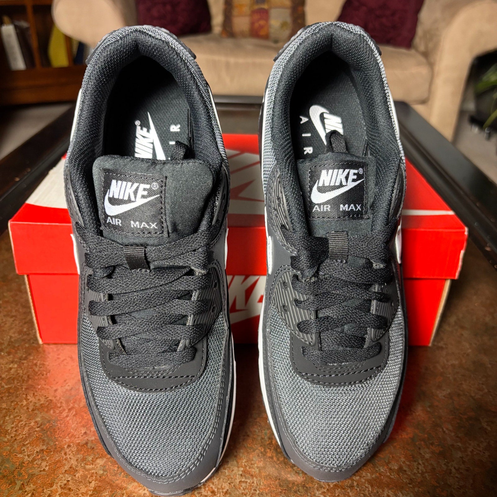 Nike Air Max 90 Black Grey White Lifestyle Casual Shoes Sneakers Mens Sizes NEW