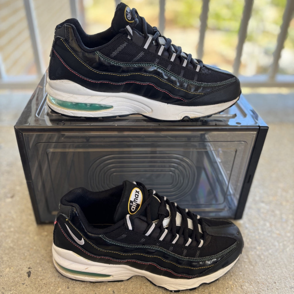 Nike Air Max 95 Shoes Womens 8.5 Black Neon Running Athletic Sneakers CJ6955-001