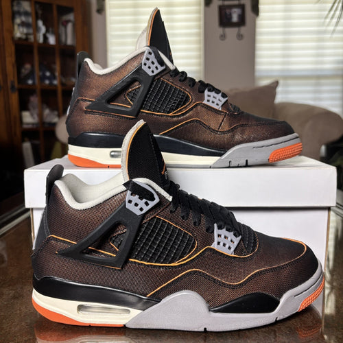 Air Jordan 4 Retro Starfish Shoes Women's 9.5 Orange Casual Basketball Sneakers