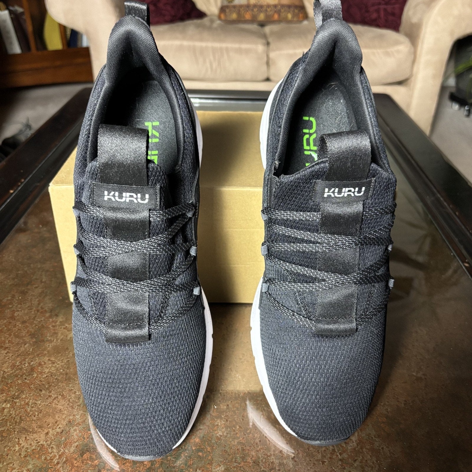 Kuru Flex Slip On Shoes Mens 11.5 Black White Athletic Comfort Walking Sneakers