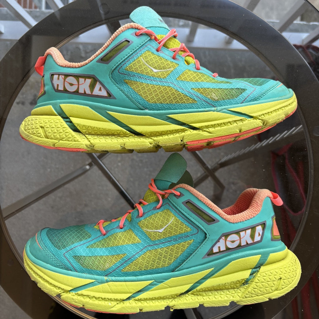 Hoka One One Clifton 1 Shoes Women's 9 Multicolor Road Running Athletic Sneakers