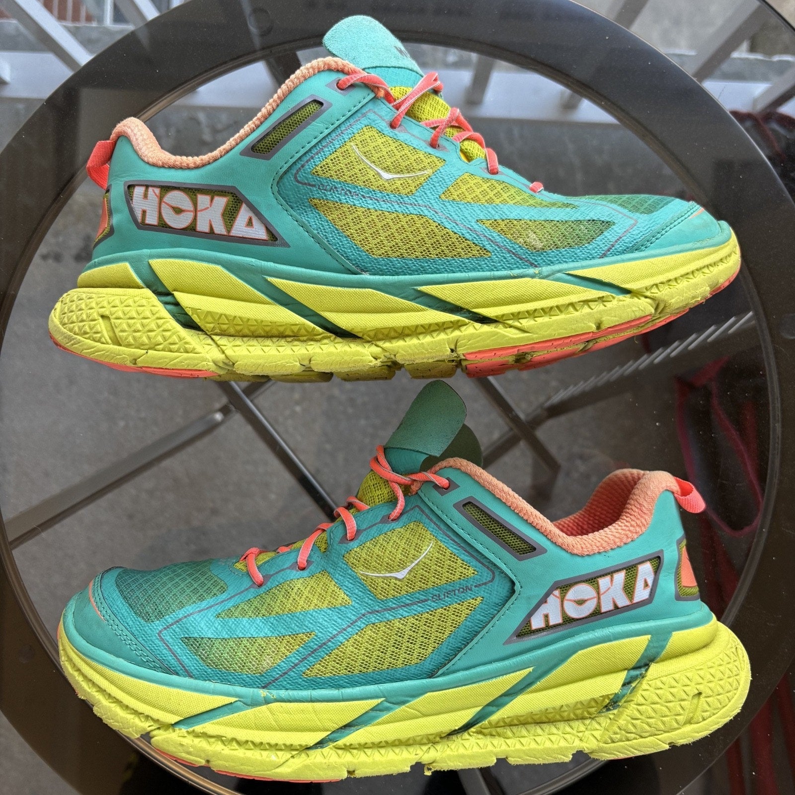 Hoka One One Clifton 1 Shoes Women's 9 Multicolor Road Running Athletic Sneakers