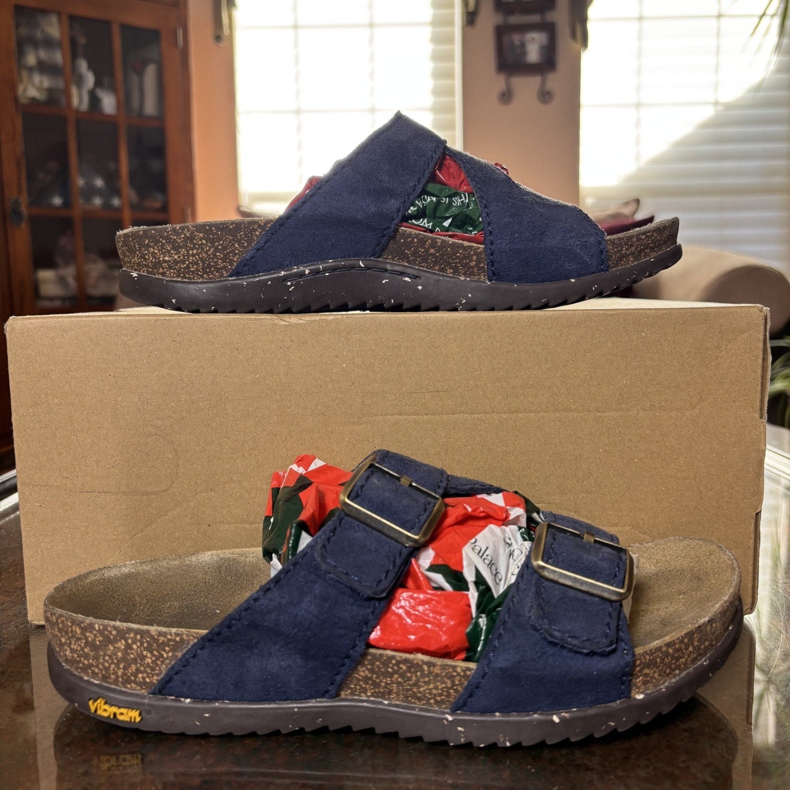 Dansko Dayna Sandals EU 39 Womens 8.5-9 Blue Suede Double Buckle Strappy Slipper