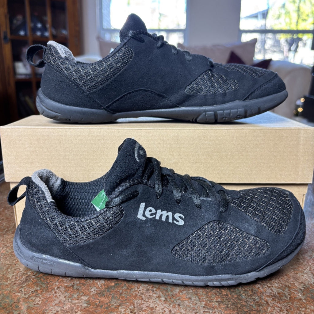 Lems Primal 2 Black Minimalist Shoes Mens 8.5 EU 42 Barefoot Athletic Footshaped