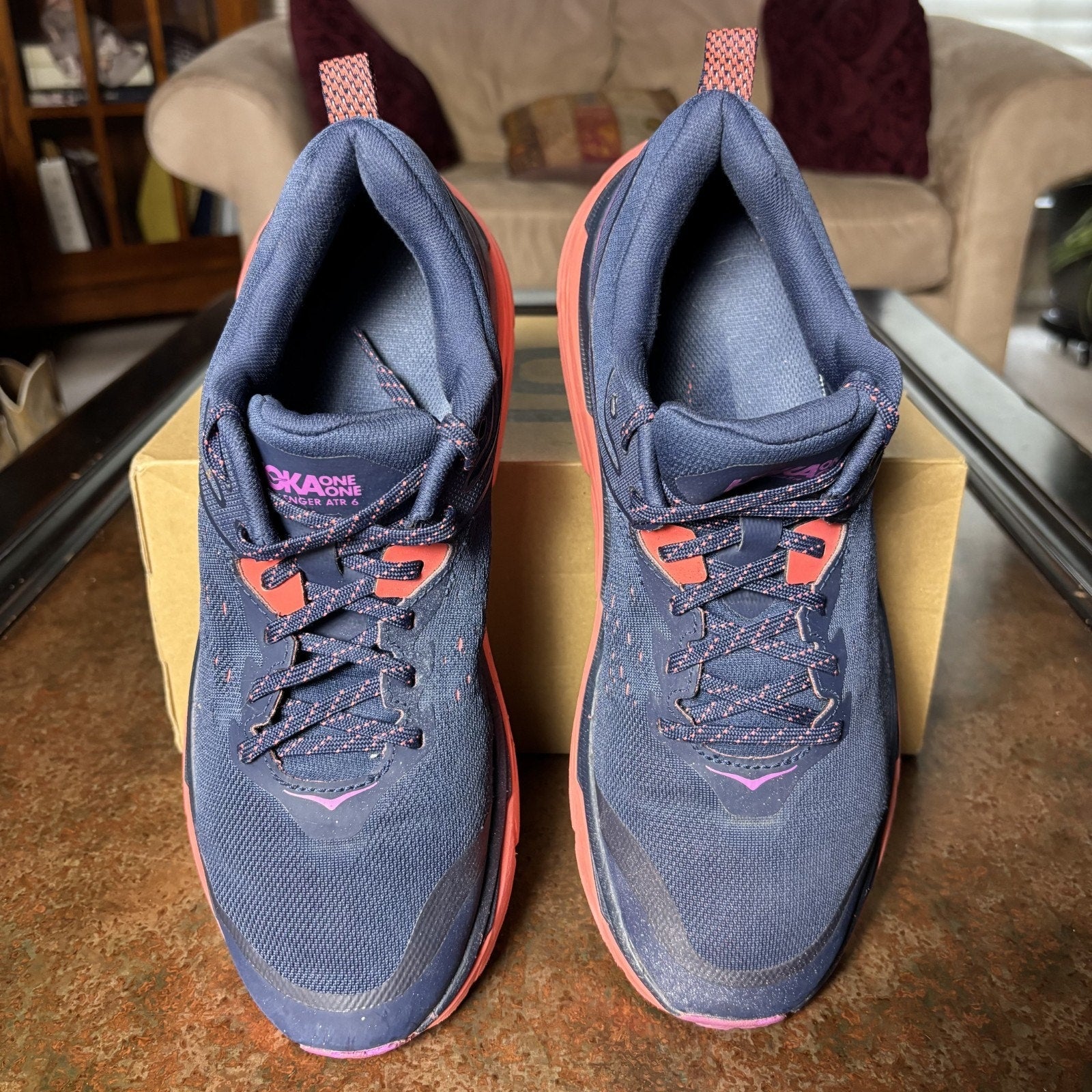 Hoka One One Challenger ATR 6 Trail Running Shoes Women's 11 Blue Pink Athletic