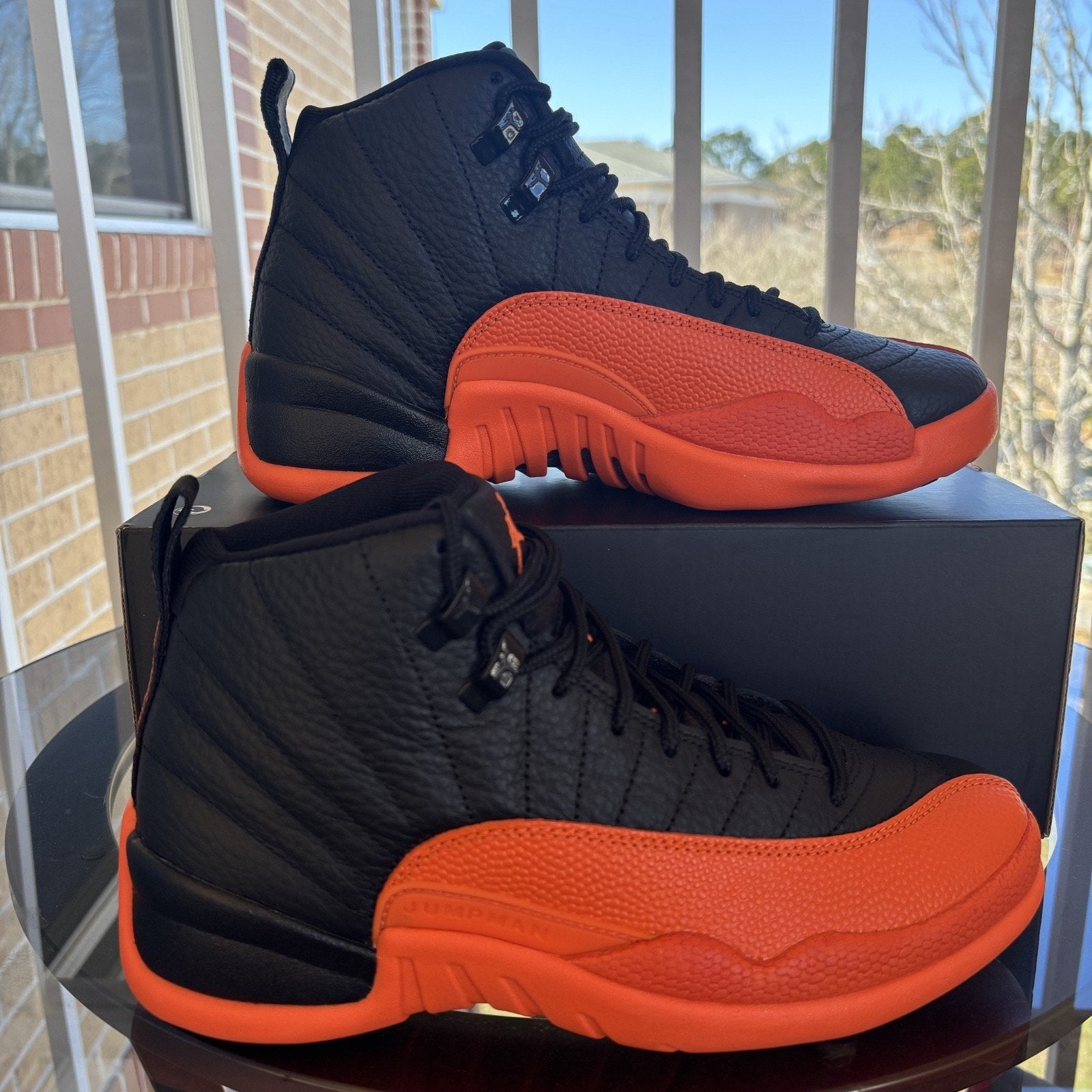 Nike Air Jordan 12 Retro Shoes Women's 7.5 Black Orange Basketball WNBA Sneakers