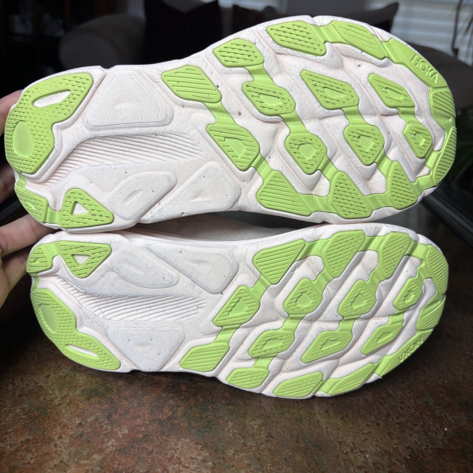 Hoka One One Clifton 9 Shoes Womens Size 8.5 Beige Running Athletic Gym Sneakers