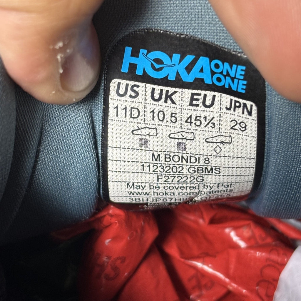 Hoka One One Bondi 8 Shoes Mens Size 11 Blue Yellow Road Running Comfort Sneaker