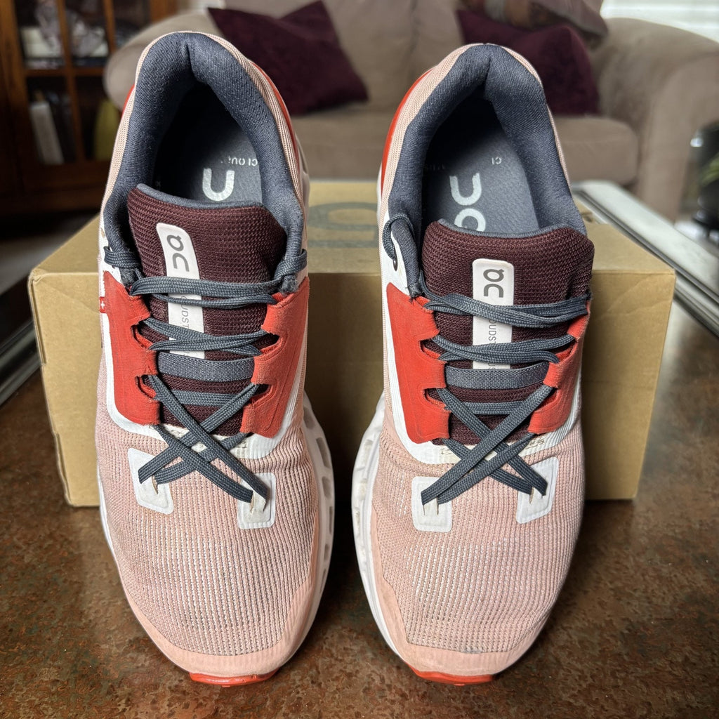 On Cloudstratus Shoes Women's Size 8 Pink Red Road Running Athletic Gym Sneakers