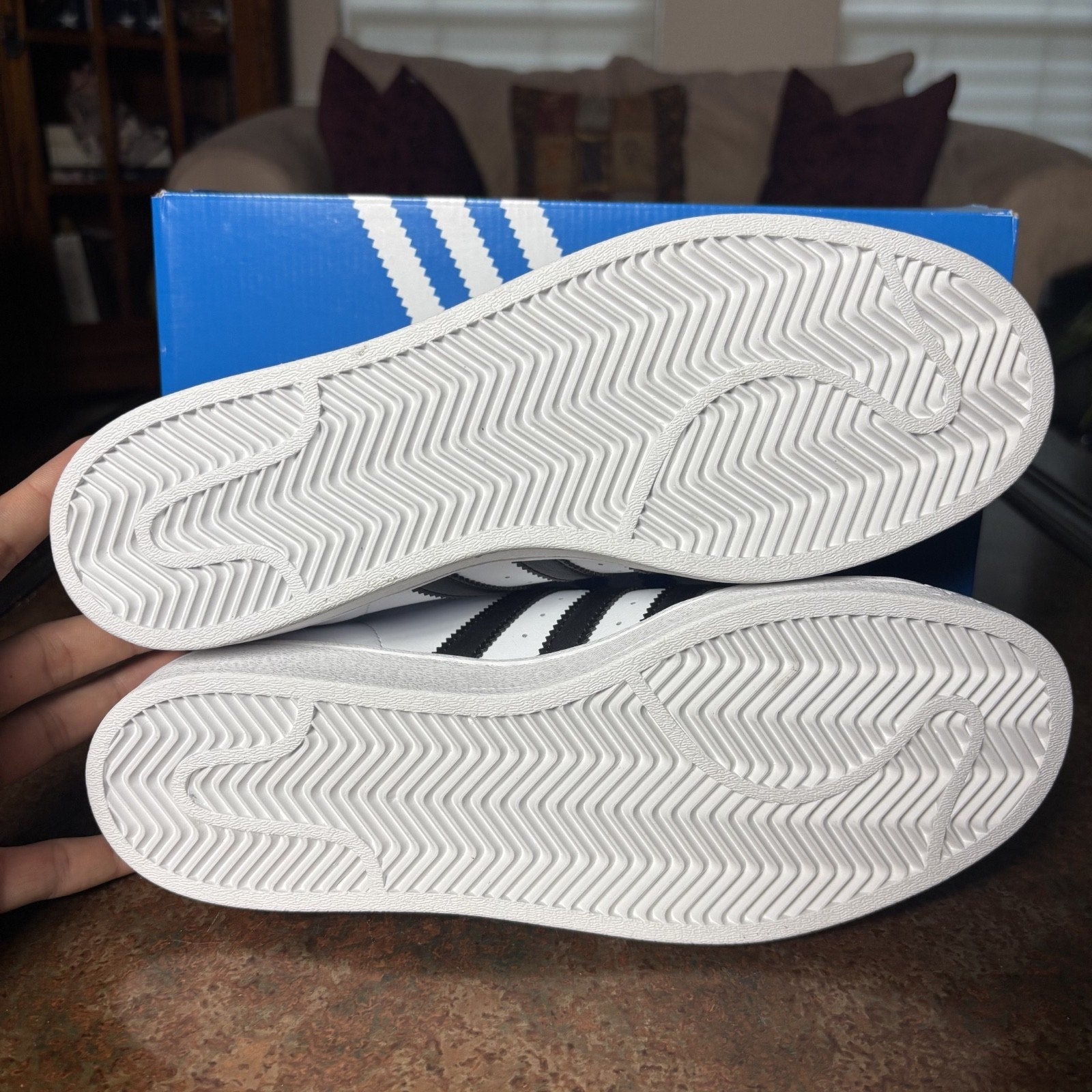 Adidas Superstar Shoes Mens Size 9.5 White Black Leather Casual Classic Sneakers