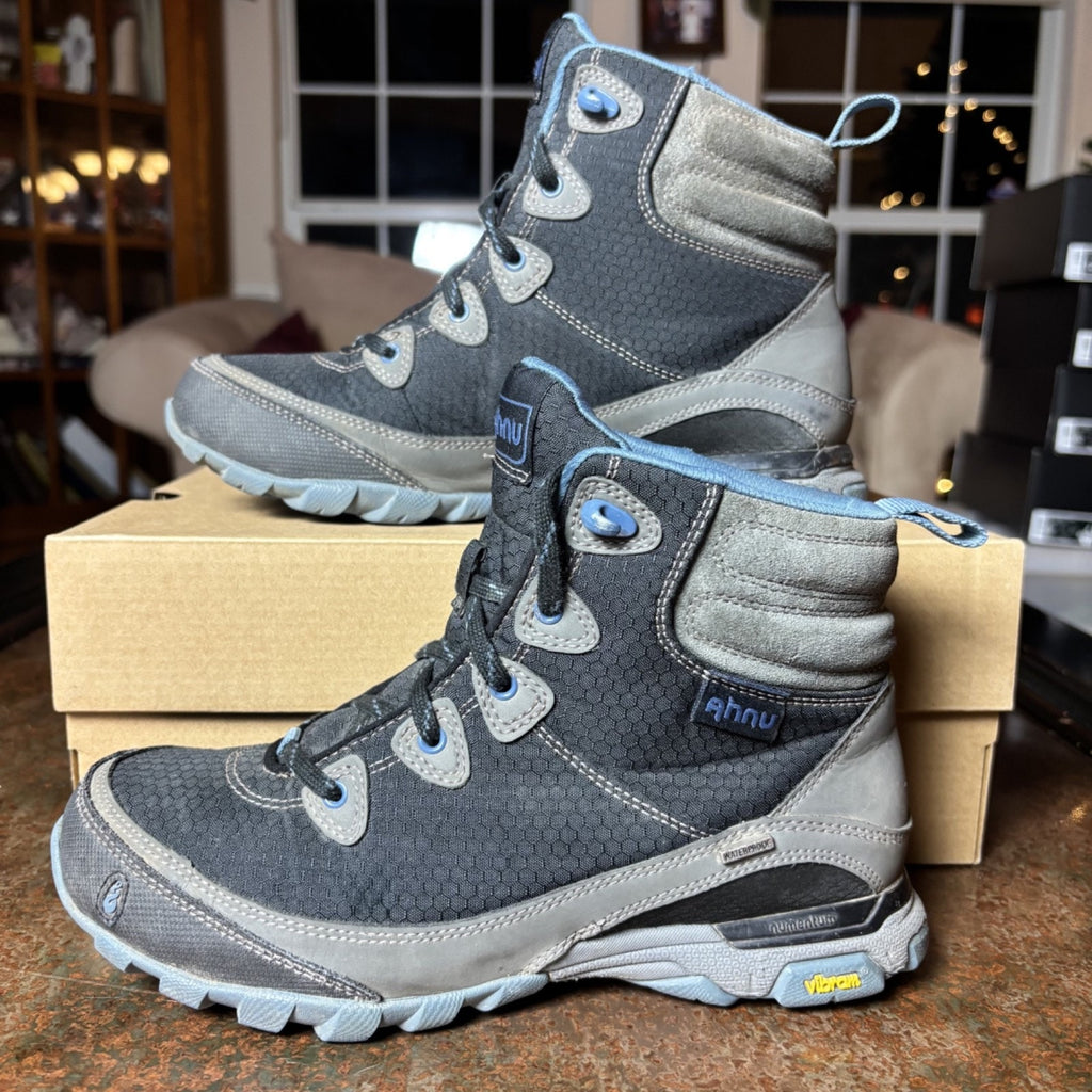 Ahnu Sugarpine Boots Women's Size 6.5 Blue Grey Trail Outdoor Waterproof Shoes