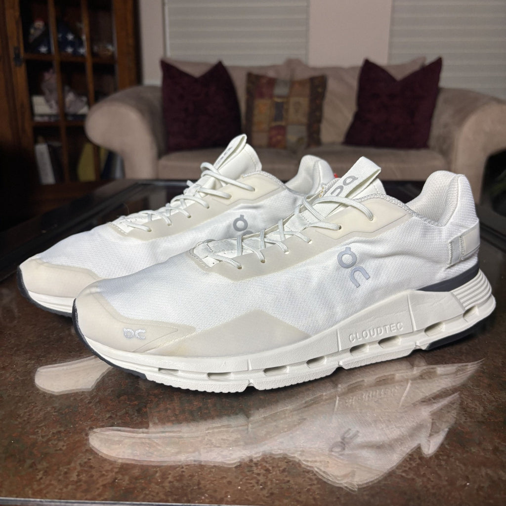 On Cloudnova Form Mens 13 White Road Running Athletic Gym Comfort Shoes Sneakers