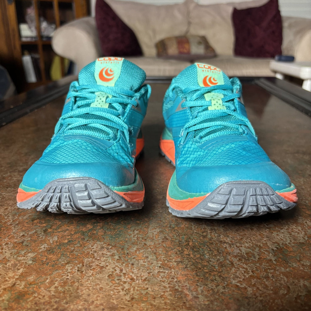 Topo Athletic MT 3 Shoes Women's 9 Teal Orange Trail Running Athletic Sneakers