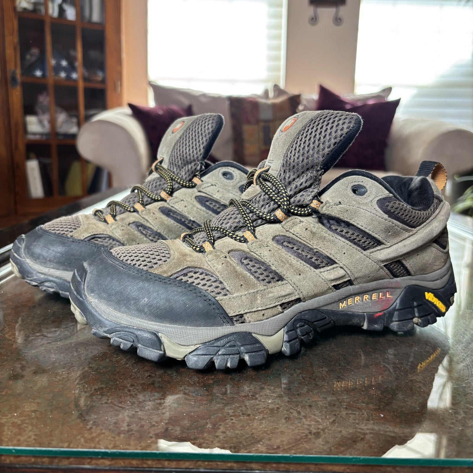 Merrell Moab 2 Ventilator Shoes Mens Size 9 Brown Trail Hiking Outdoor Sneakers