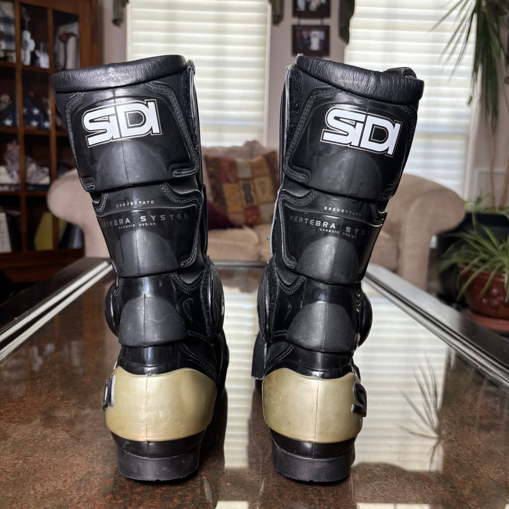 Sidi Vertebra System Motorcycle Racing Boots Mens Size 10 EU 44 Black Motorcross