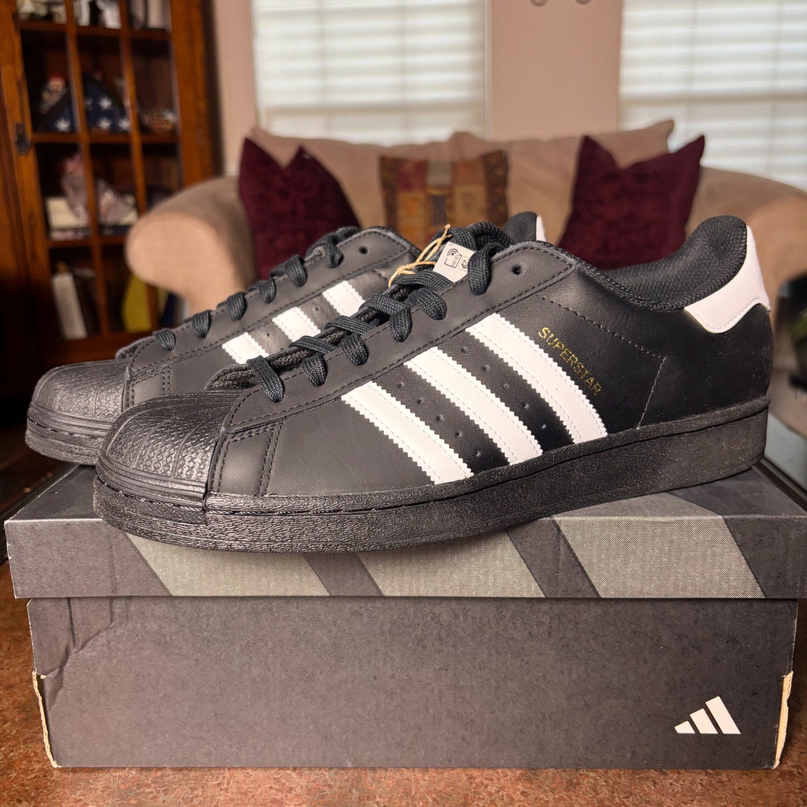 Adidas Originals Superstar Black White Leather Casual Shoes Sneakers Mens Sizes