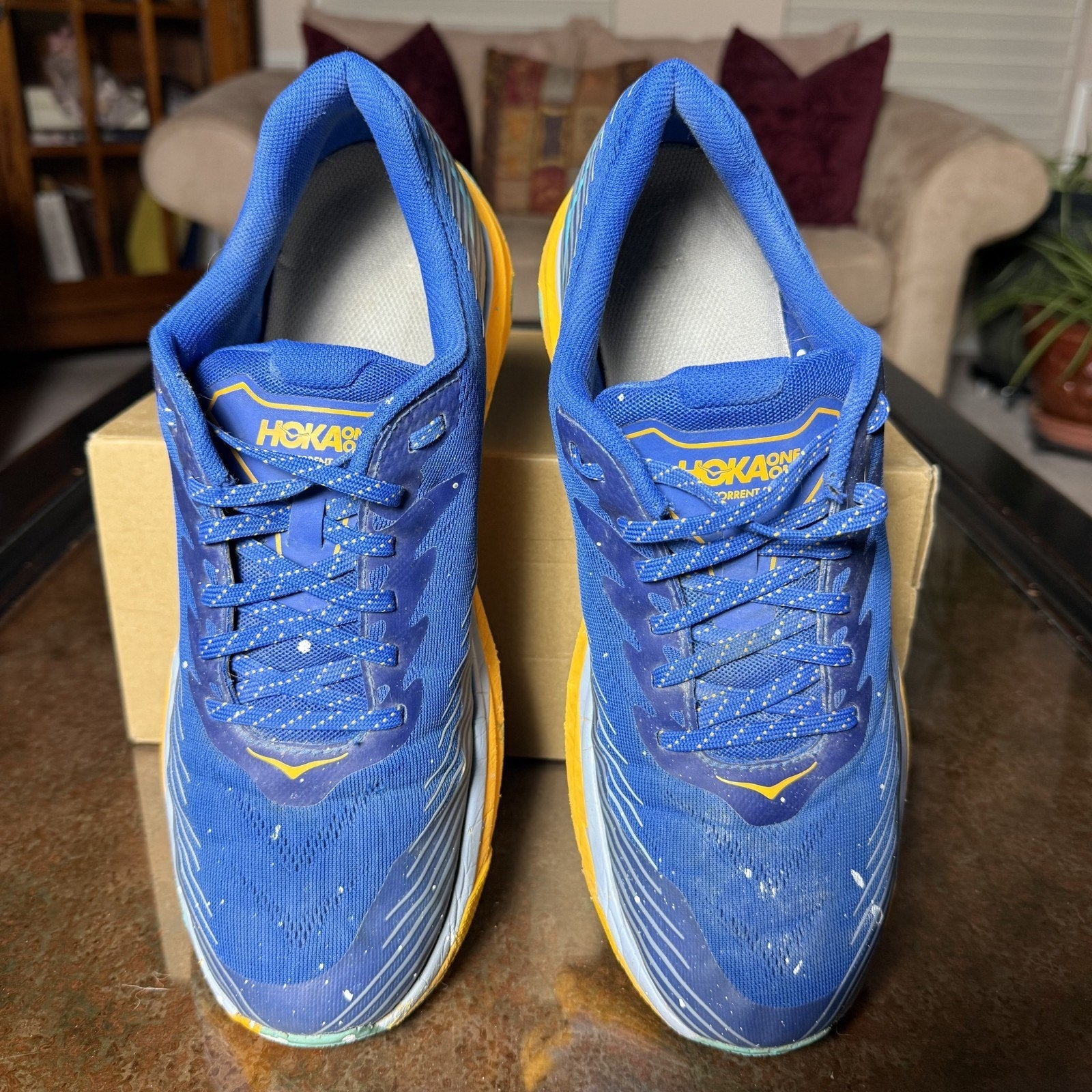 Hoka One One Torrent 2 Men's Size 11.5 Blue Orange Trail Running Shoes Sneakers