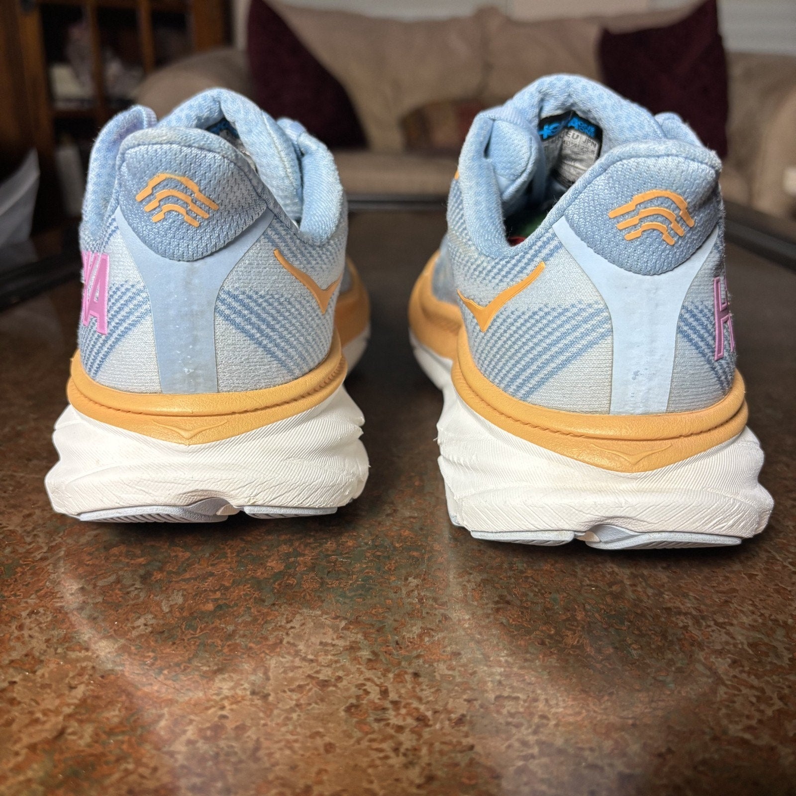Hoka One One Clifton 9 Running Shoes Women's 8.5 D Wide Blue Athletic Sneakers