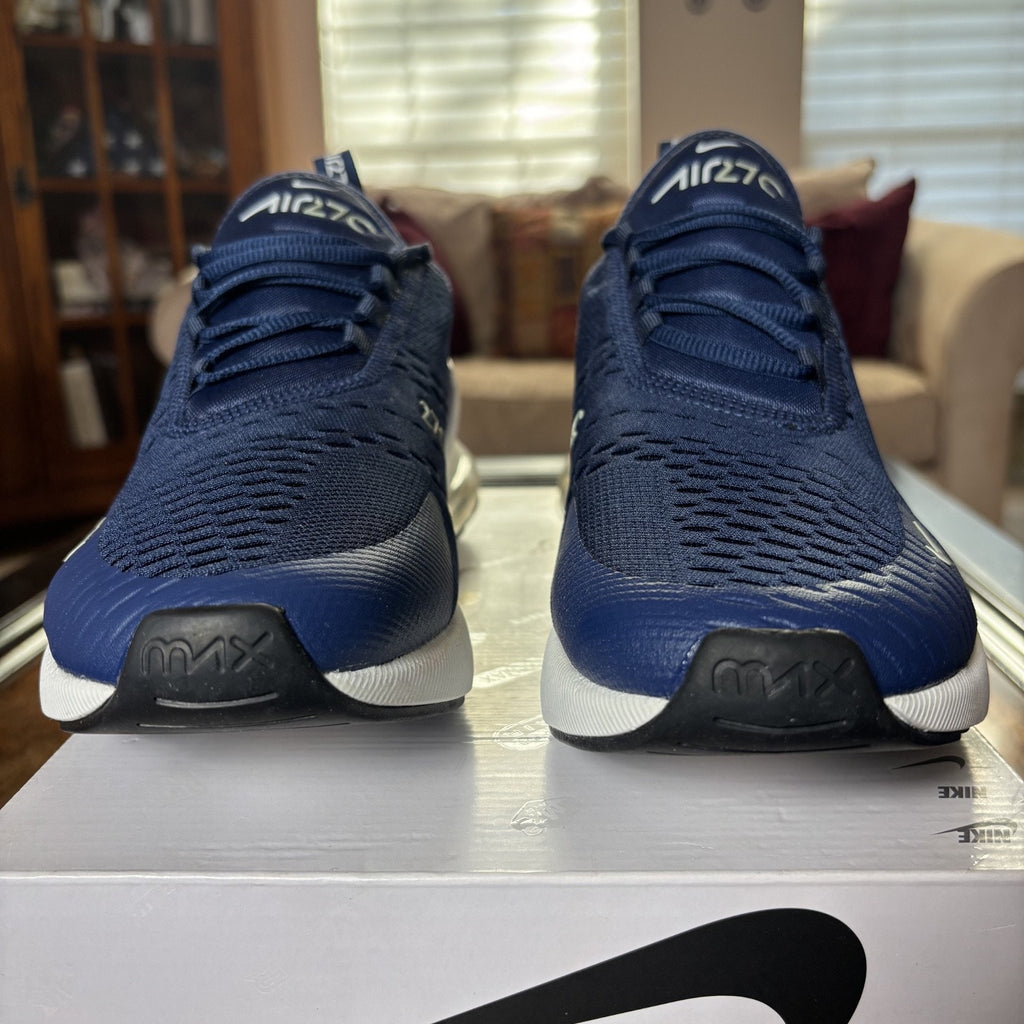 Nike Air Max 270 Shoes Mens Size 10 Navy Blue White Athletic Running Sneaker NEW