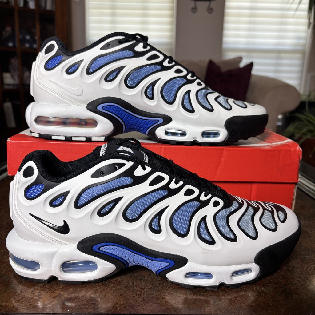 Nike Air Max Plus Drift Shoes Mens Size 10.5 White Blue Black Athletic Sneakers