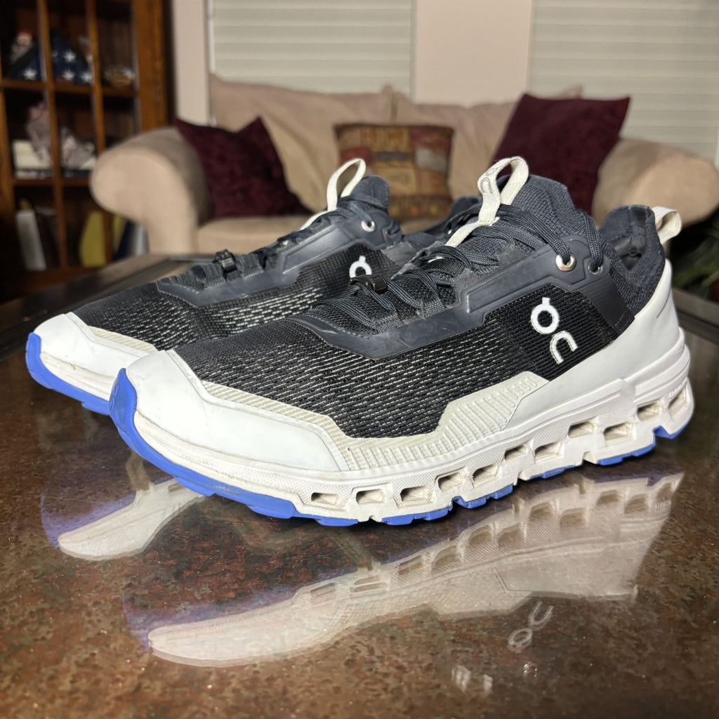 On Cloudultra 2 Shoes Mens 11.5 Black White Blue Trail Running Athletic Sneakers