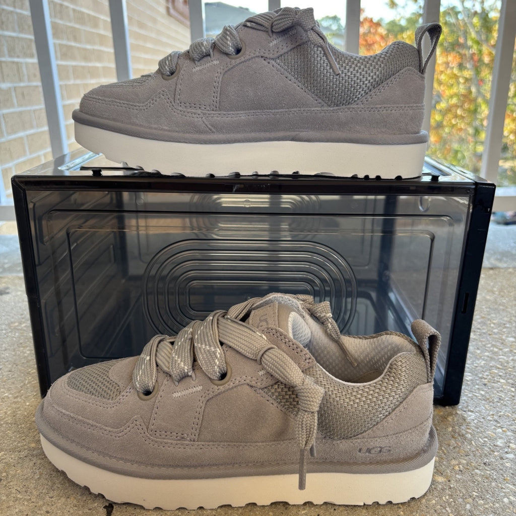 UGG Lo Lowmel Shoes Campfire Grey Suede Casual Lifestyle Sneakers Women's Sizes