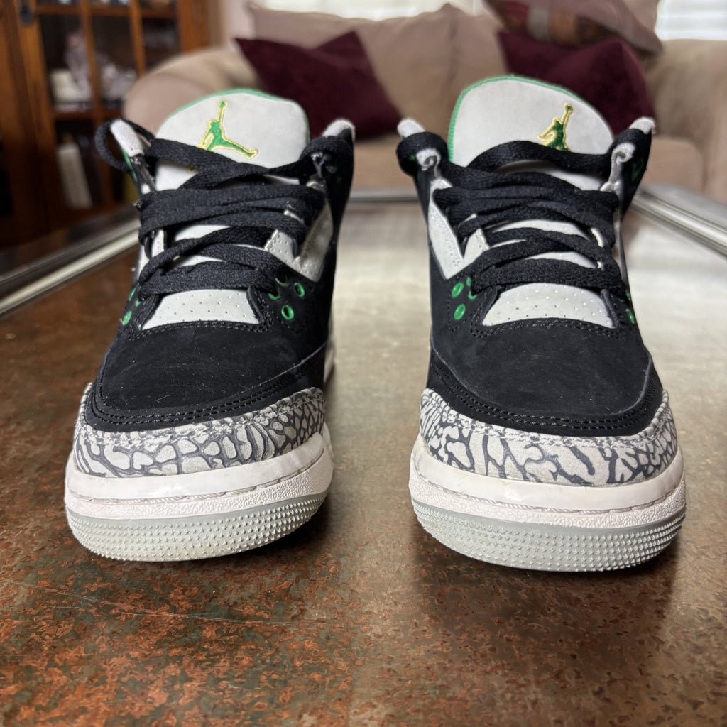 Nike Air Jordan 3 Retro GS Shoes Boys Size 6Y Black Green Basketball Sneakers
