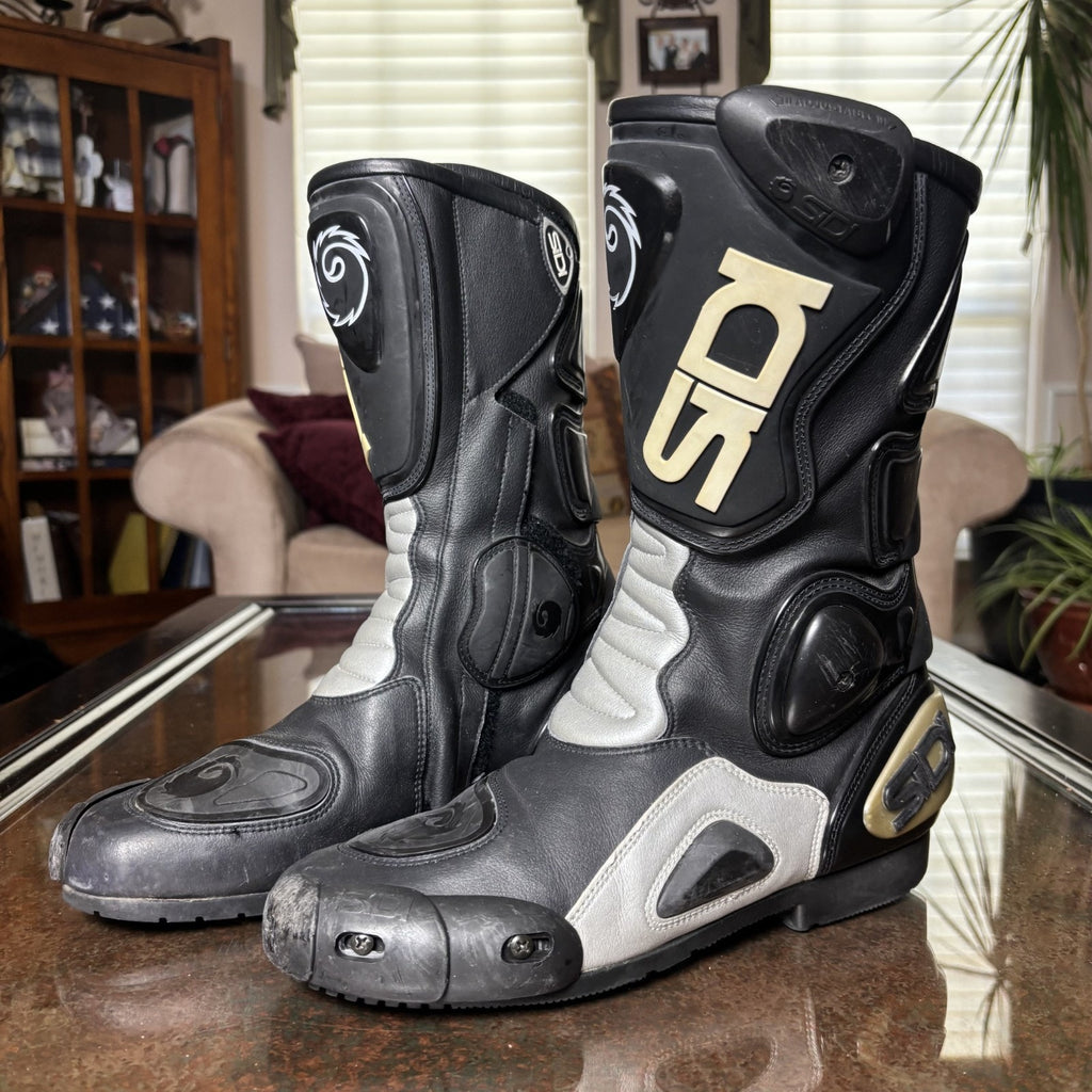 Sidi Vertebra System Motorcycle Racing Boots Mens Size 10 EU 44 Black Motorcross