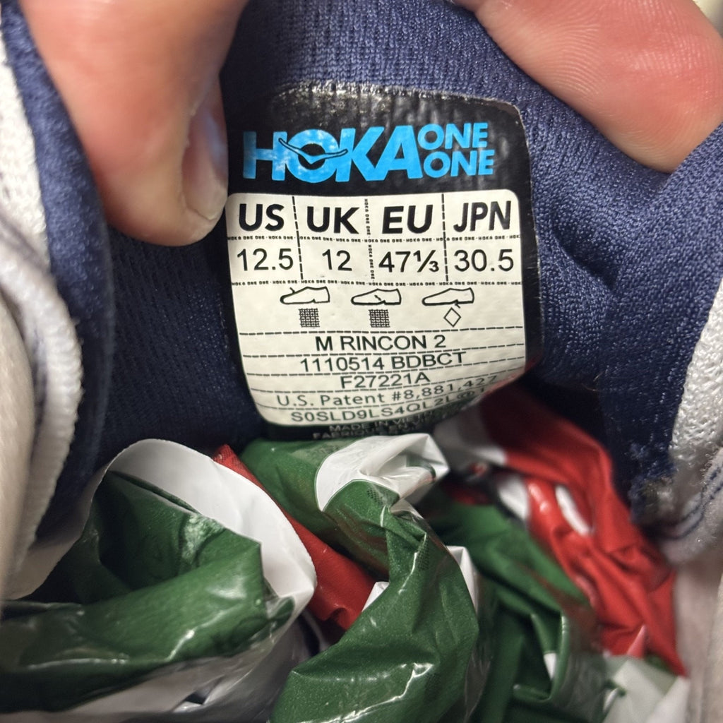 Hoka One One Rincon 2 Shoes Men's Size 12.5 Grey Volt Running Athletic Sneakers