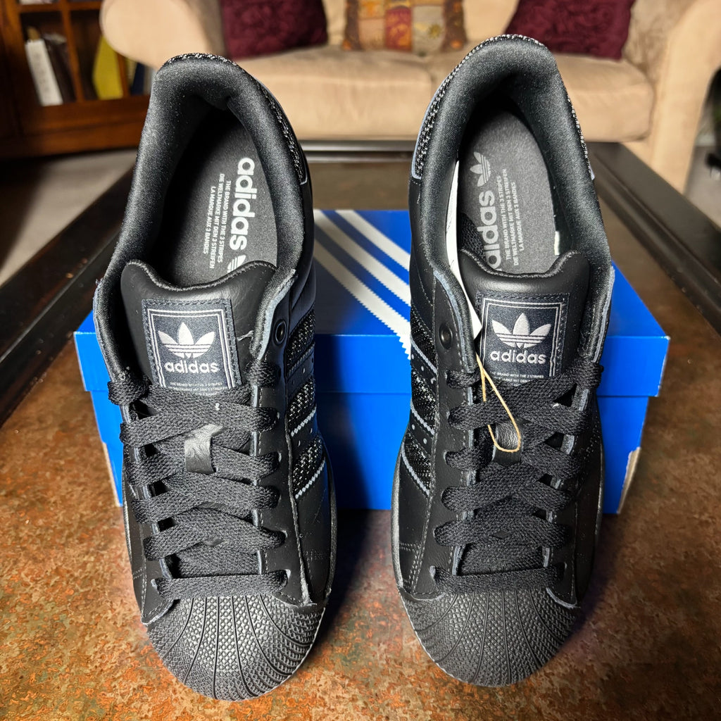 Adidas Originals Superstar II Shoes Black Leather Mesh Casual Sneaker Mens Sizes
