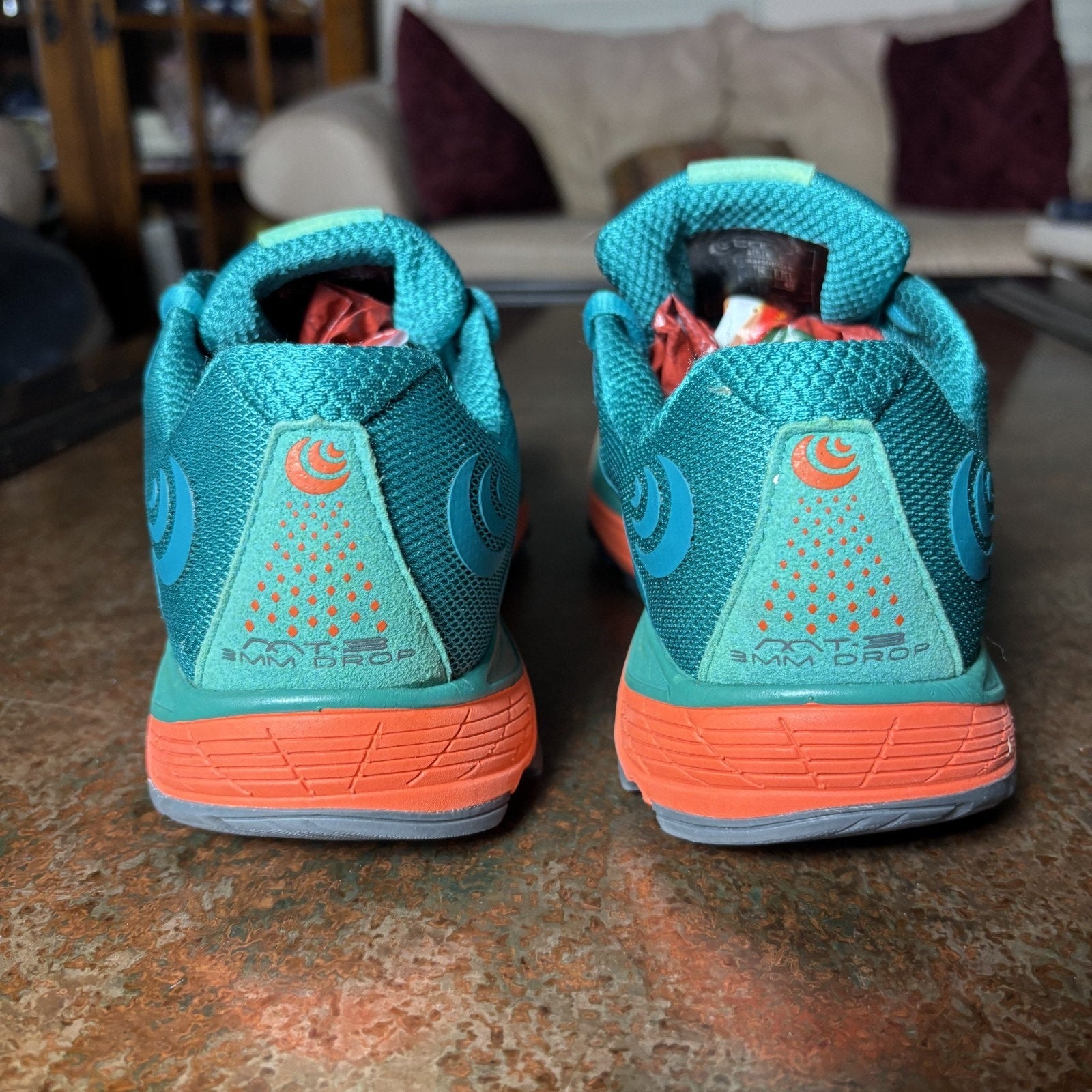 Topo Athletic MT 3 Shoes Women's 9 Teal Orange Trail Running Athletic Sneakers