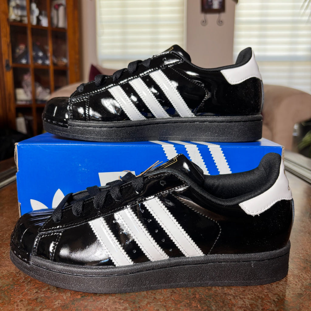 Adidas Superstar 2 II Patent Leather Black Lifestyle Shoe Sneaker Women's Sizes