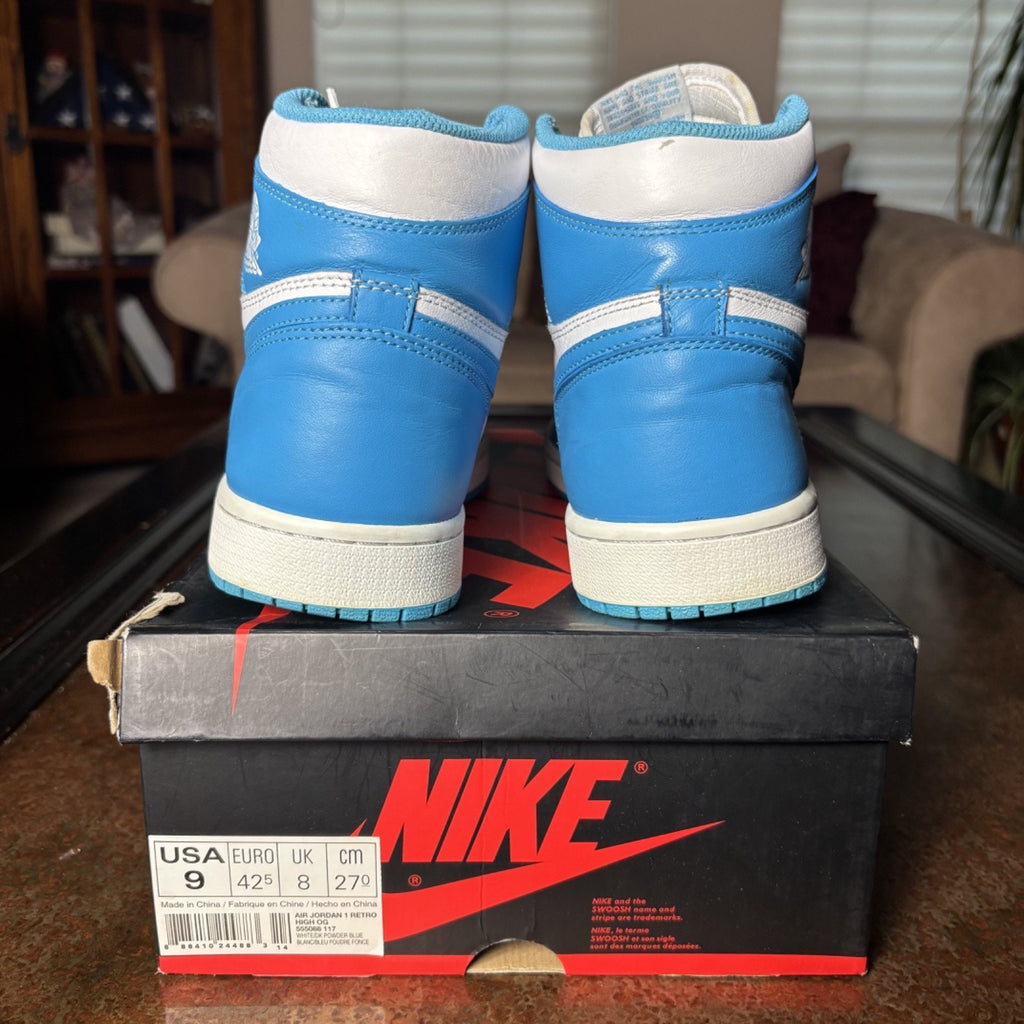 Nike Jordan 1 Retro High OG Shoe UNC University Blue White 2015 Men Sz 9 Sneaker