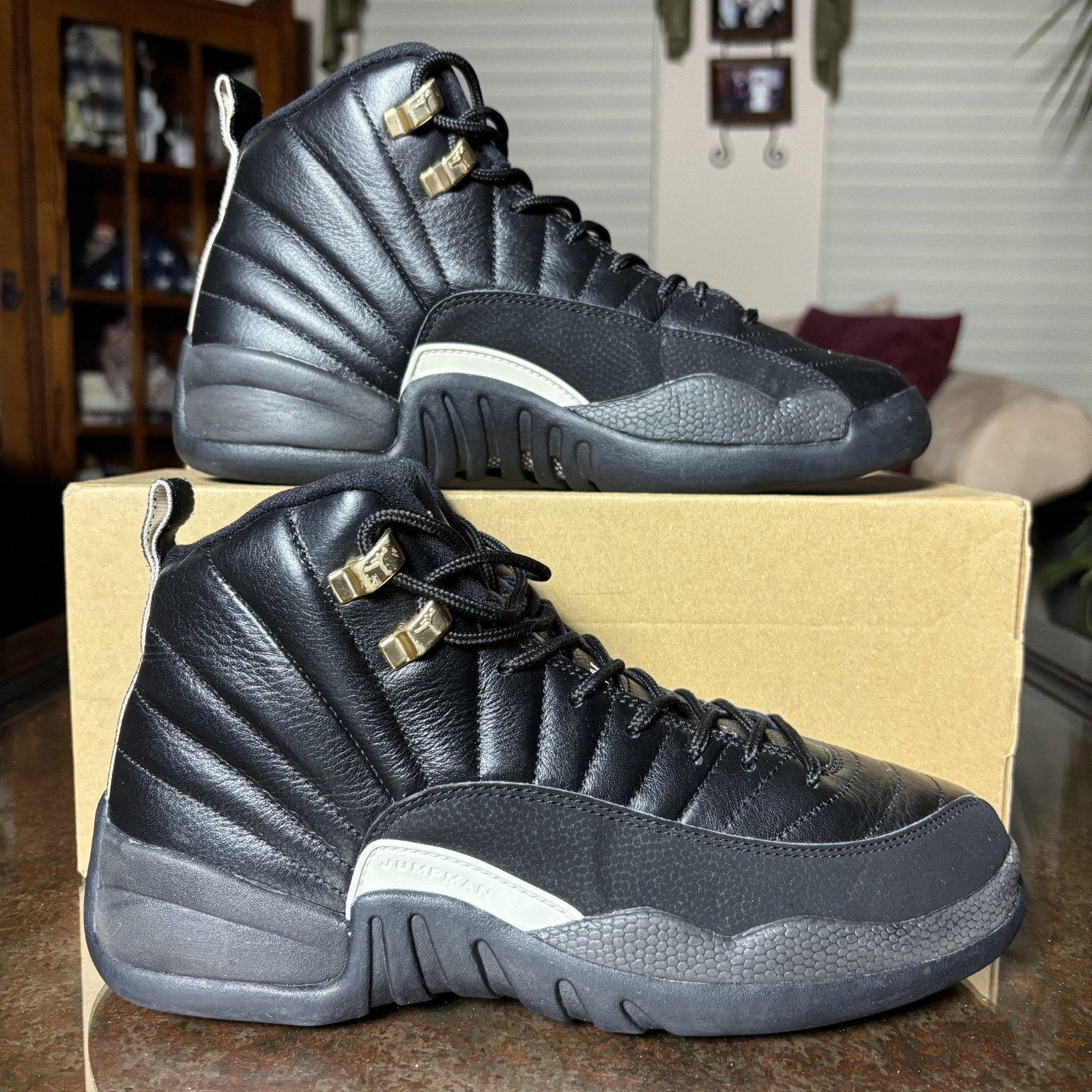 Nike Air Jordan 12 Retro The Master Boys 7Y Black White Casual Lifestyle Sneaker