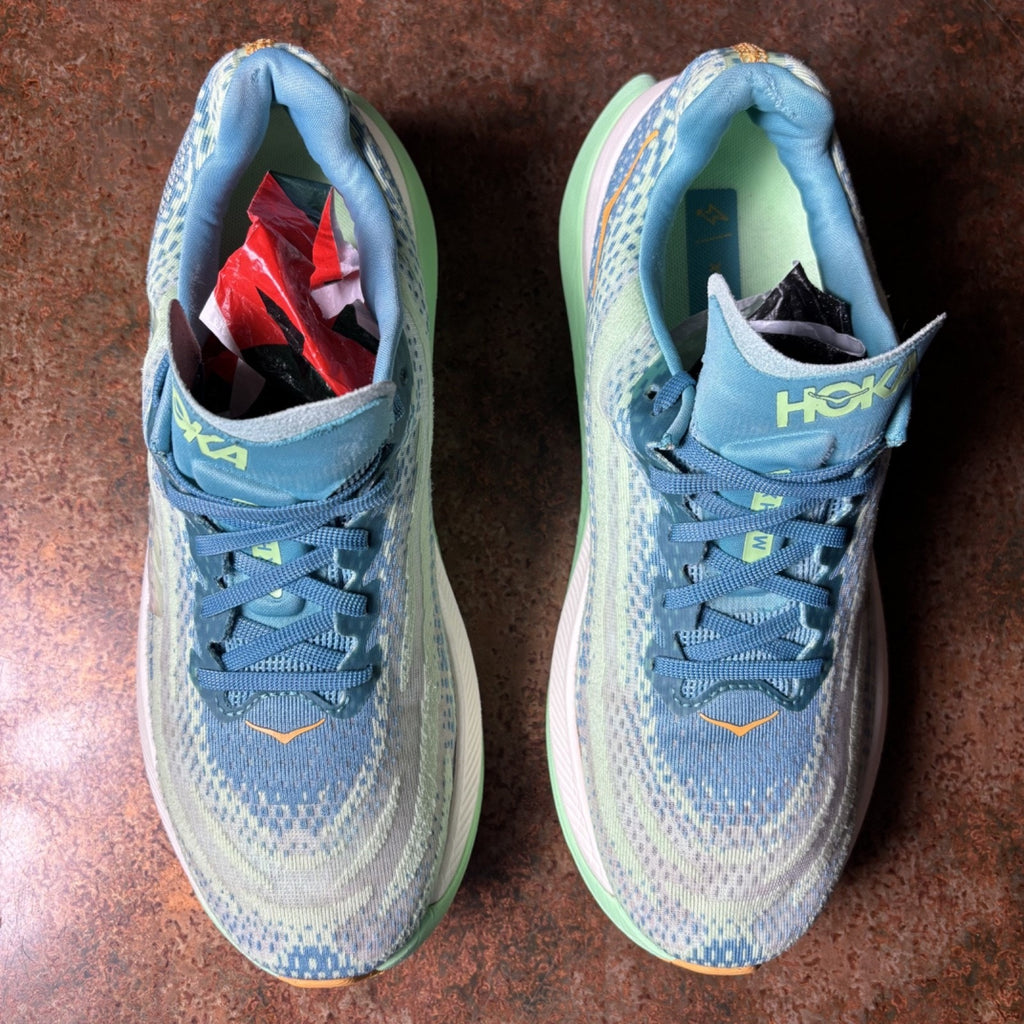 Hoka One One Mach X Shoes Mens Sz 9.5 Green Blue Road Running Athletic Sneakers