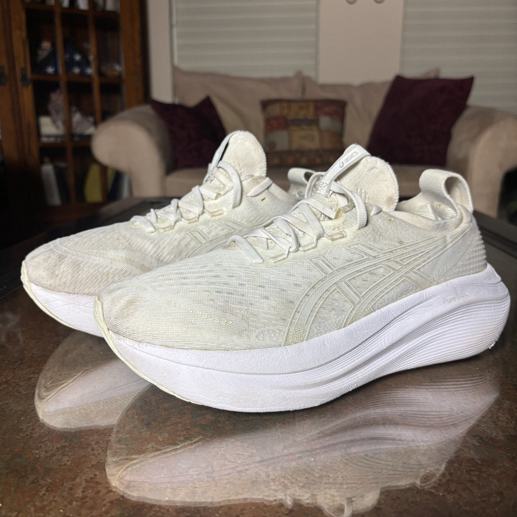 ASICS Gel-Nimbus 27 Shoes Womens 10 White Road Running Athletic Comfort Sneakers