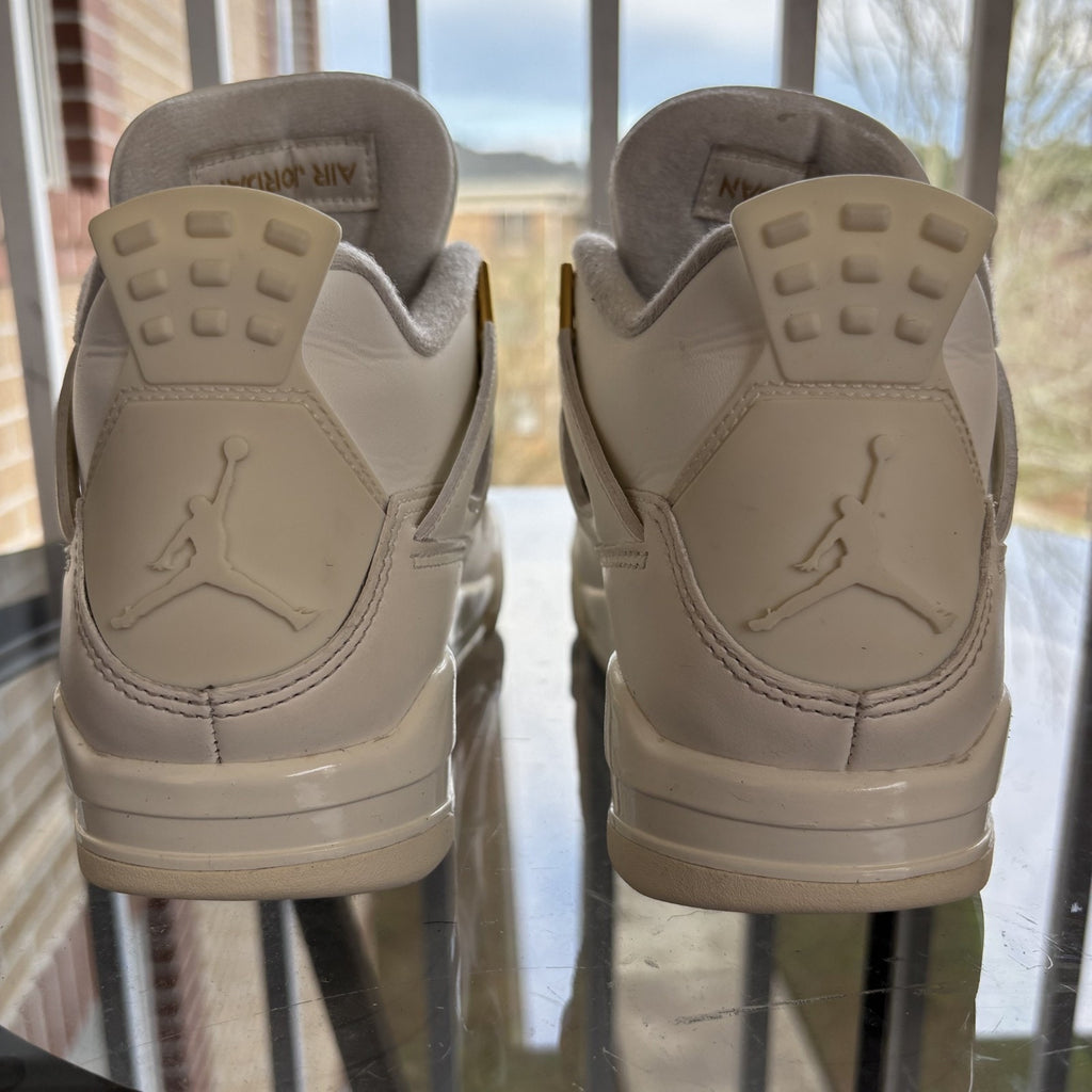 Air Jordan 4 Retro Shoes Women's Size 8 White Gold Basketball Lifestyle Sneakers