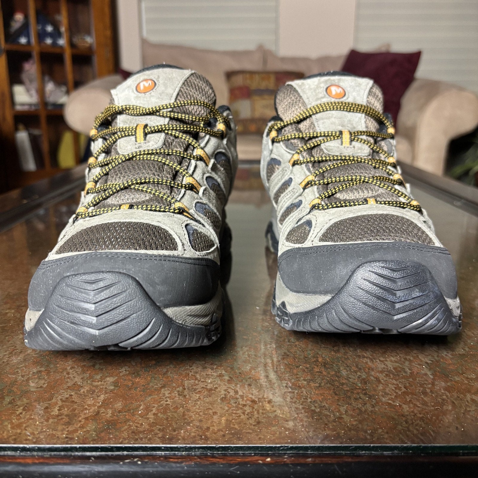 Merrell All Out Blaze Hiking Shoes Men's 9 Khaki Brown Athletic Trail Sneakers
