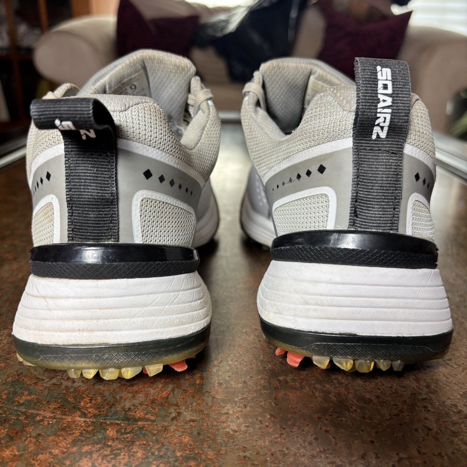 Sqairz Freedom Golf Shoes Women's Size 9 White Silver Soft Spike Sneakers Grass