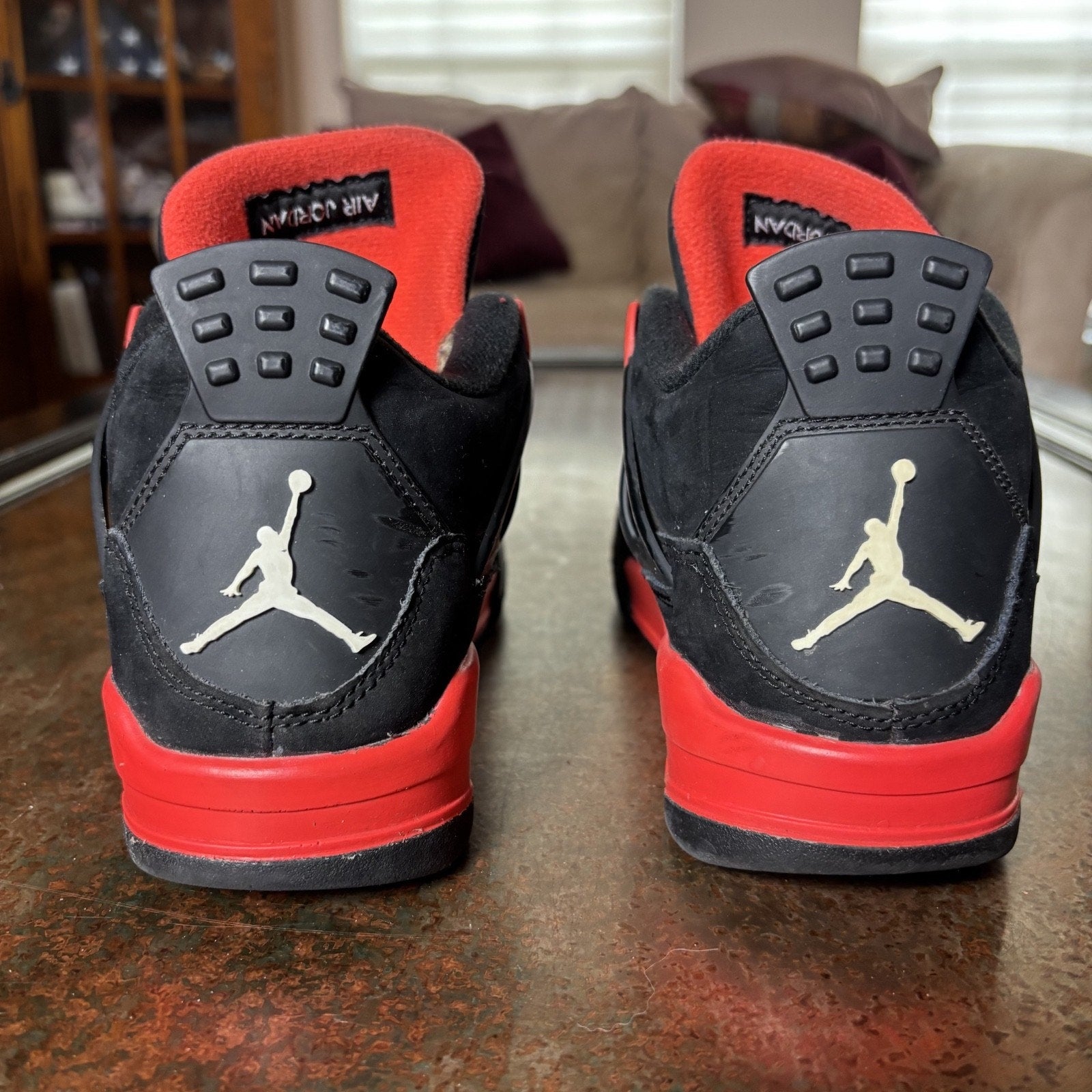 Nike Air Jordan 4 Retro GS Shoes Boys 6Y Red Thunder Black Basketball Sneakers
