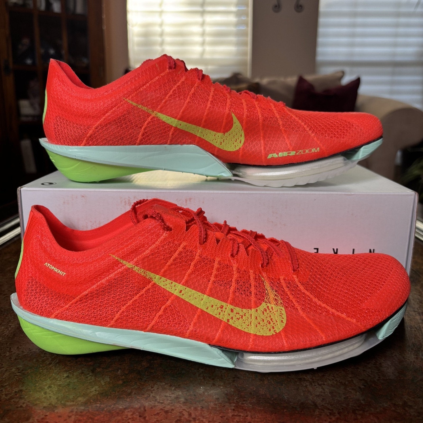Nike Air Zoom Victory 2 Track Spikes Mens Size 12 Crimson Red Lime Performance