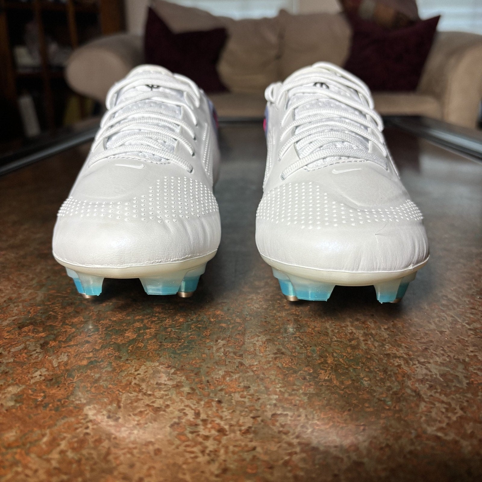 Nike Tiempo Legend 9 Elite SG-PRO AC Soccer Cleats Women's Size 5.5 White Blue