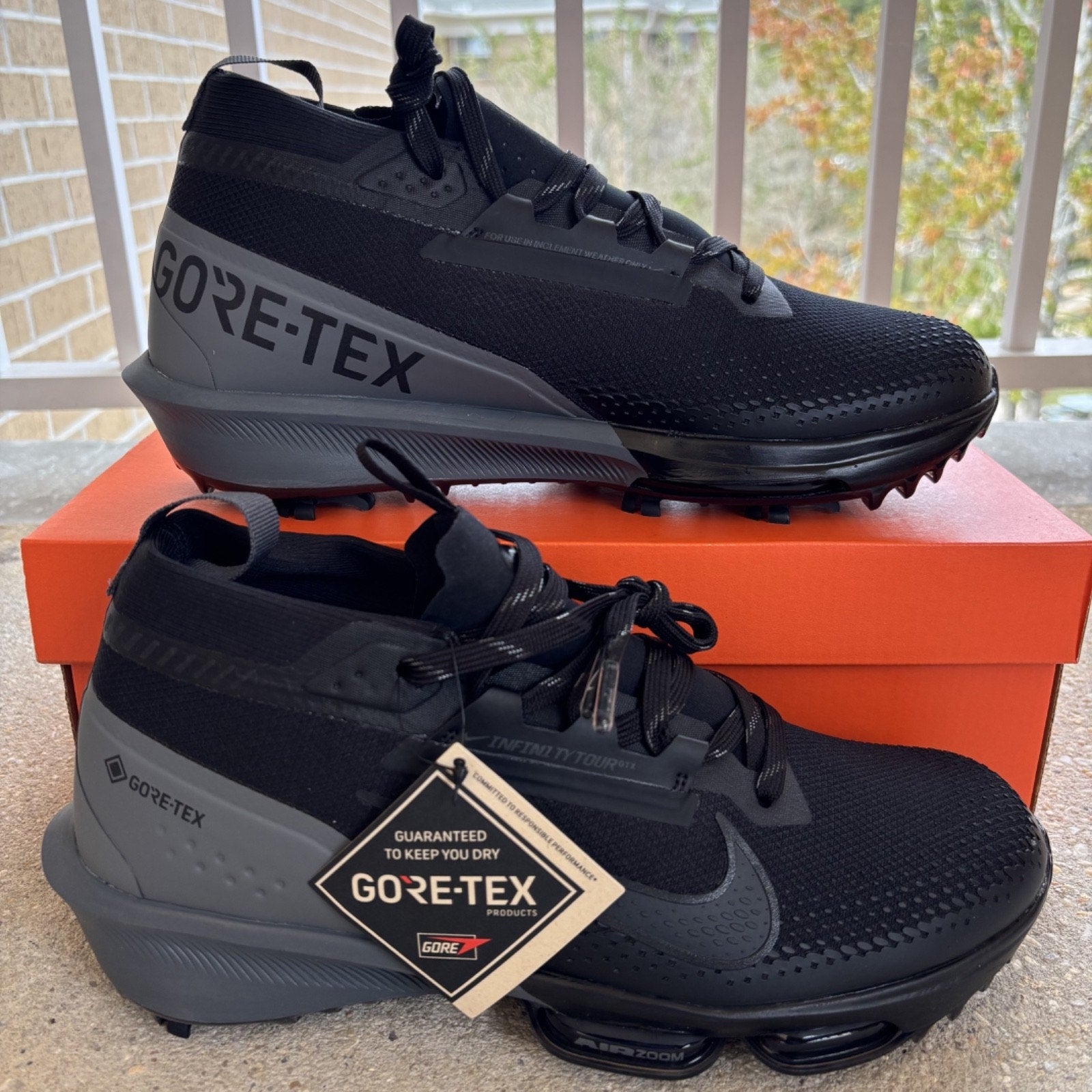 Nike Air Zoom Infinity Tour 2 Next% GTX Black Grey Golf Cleat Mens Sizes NEW