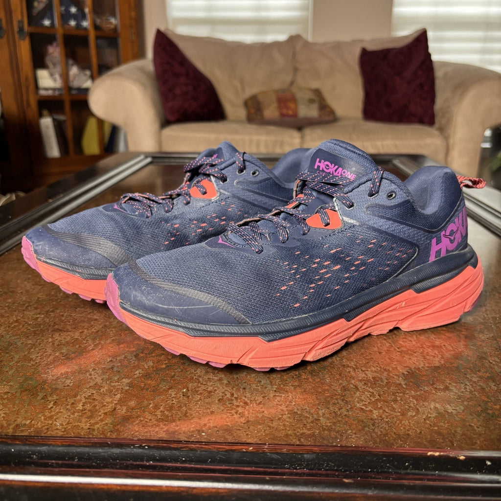 Hoka One One Challenger ATR 6 Trail Running Shoes Women's 11 Blue Pink Athletic