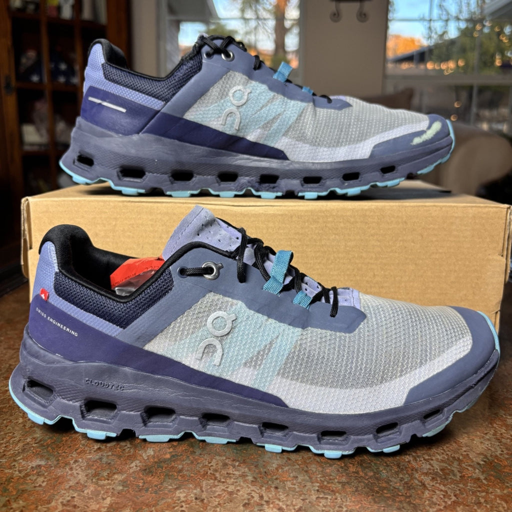 On Running Cloudvista Trail Shoes Women's 9.5 Gray Blue Hiking Outdoor Sneakers