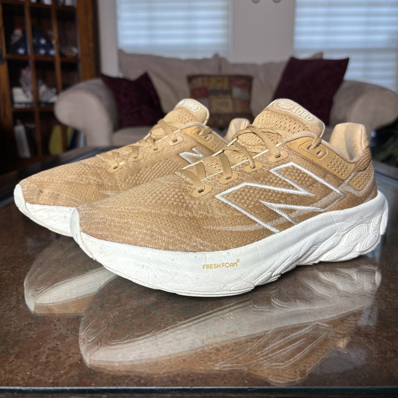 New Balance Fresh Foam X 1080 V13 Shoes Womens 9 Beige Running Athletic Sneakers