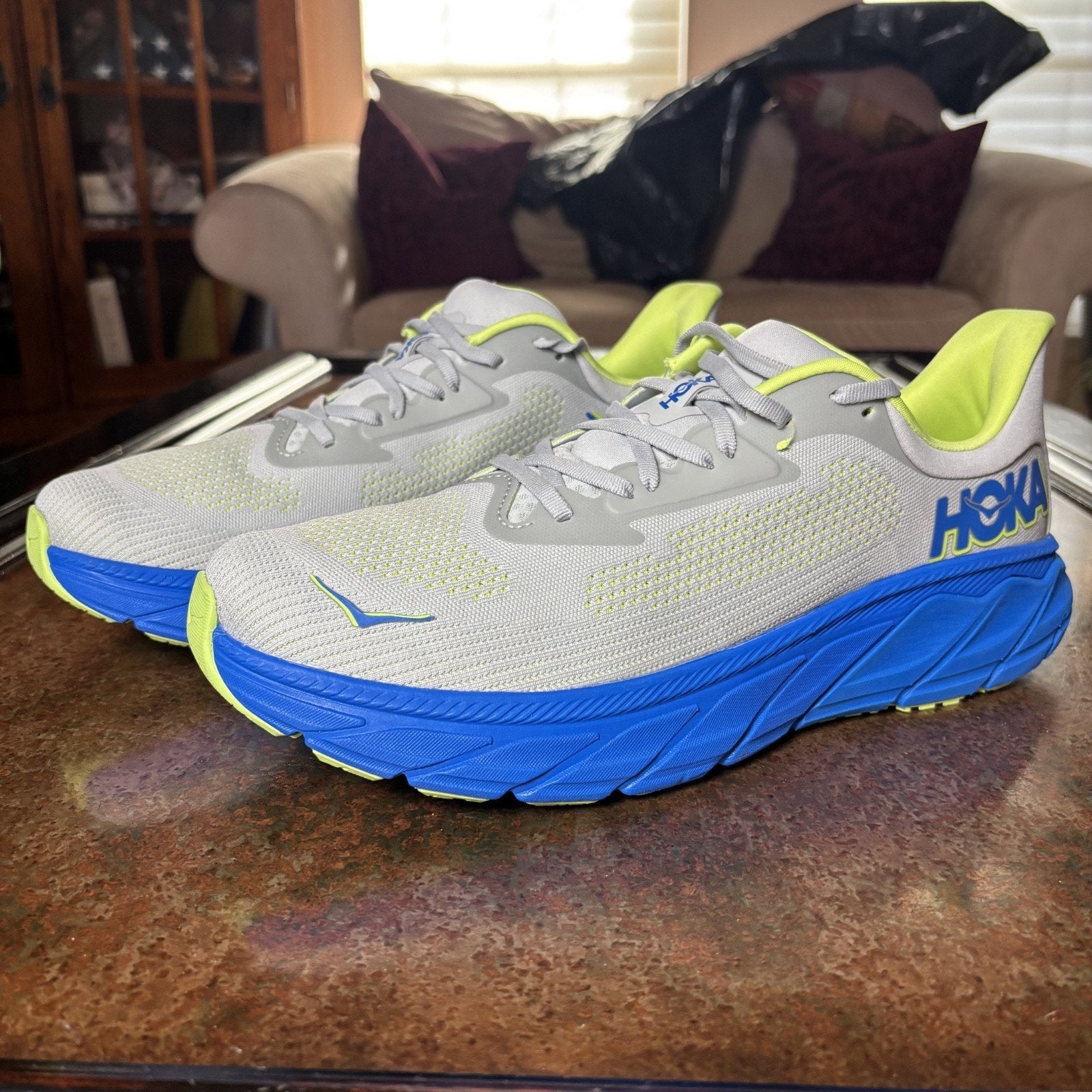 Hoka One One Arahi 7 Shoes Men's Size 12.5 Grey Blue Stability Athletic Running
