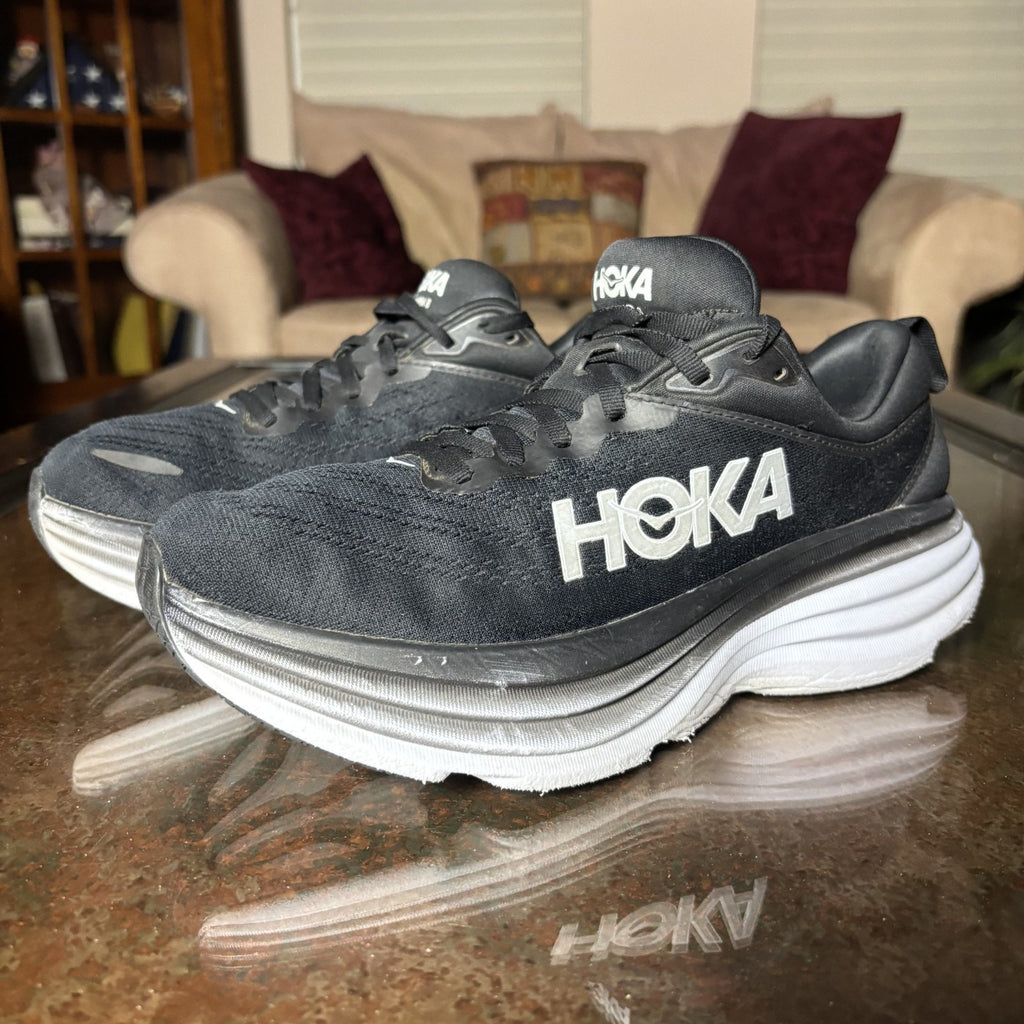 Hoka One One Bondi 8 Shoes Women's 8.5 Black Road Running Athletic Gym Sneakers